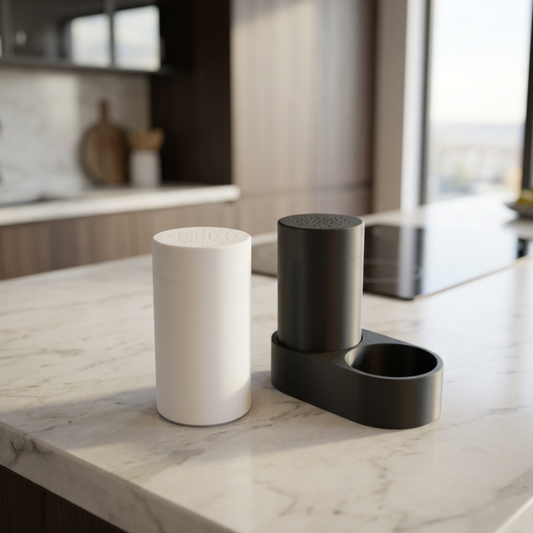 Set Saliera e Pepiera con Supporto Moderno - Design Minimal 2 in 1
