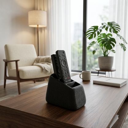 Porta Telecomandi 3 Slot in Pietra Effetto Cemento - Organizzatore TV Moderno