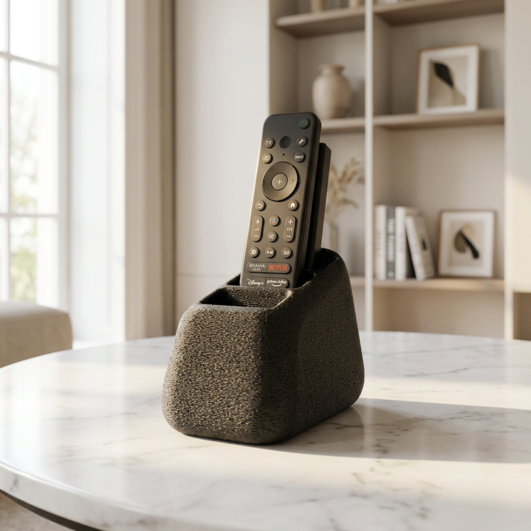Porta Telecomandi 3 Slot in Pietra Effetto Cemento - Organizzatore TV Moderno
